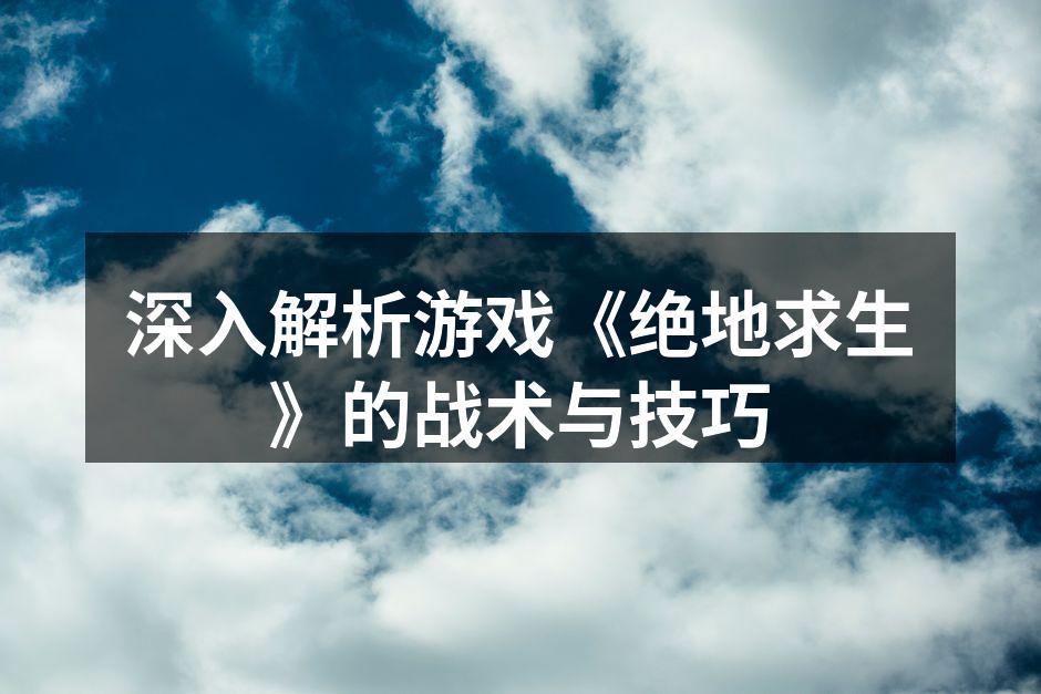 深入解析游戏《绝地求生》的战术与技巧