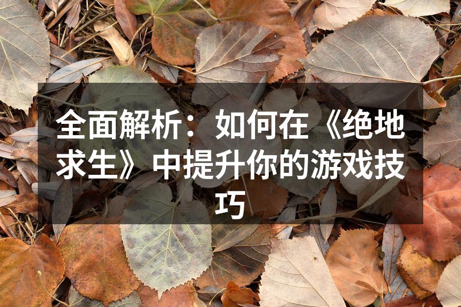 全面解析：如何在《绝地求生》中提升你的游戏技巧